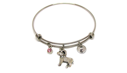 Sheep Bracelet, Bangle, Expandable Charm, Ram Bracelet Gift, Lover Ewe Charm