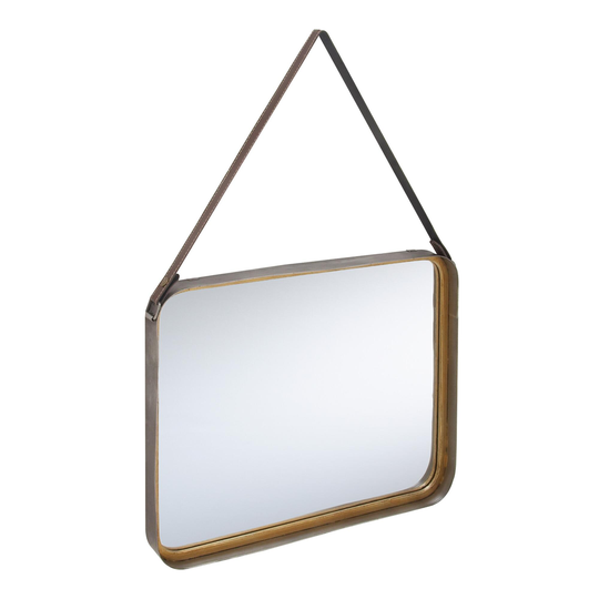Rounded Rectangular Gold Wall Mirror With Strap by World Market