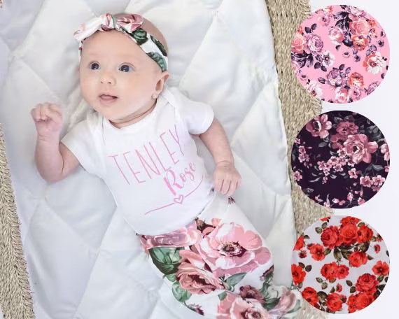Newborn Girl Coming Home Outfit, Baby Hospital Newborn Personalized Outfit