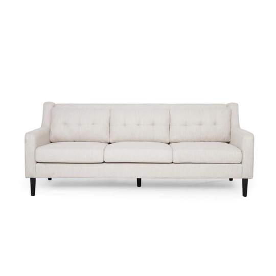 Best Selling Home Decor Reynard Modern Beige and Espresso Polyester/Blend Sofa in Off-White | 311175