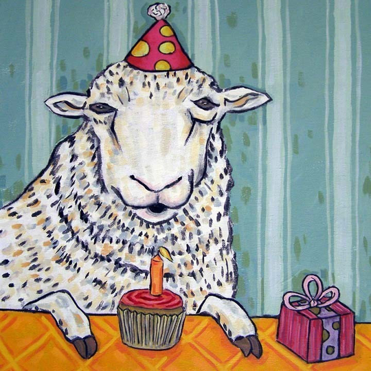 Sheep, Ram, Sheep Art, Print On Tile, Ceramic Coaster, Birthday Gift, Modern Folk