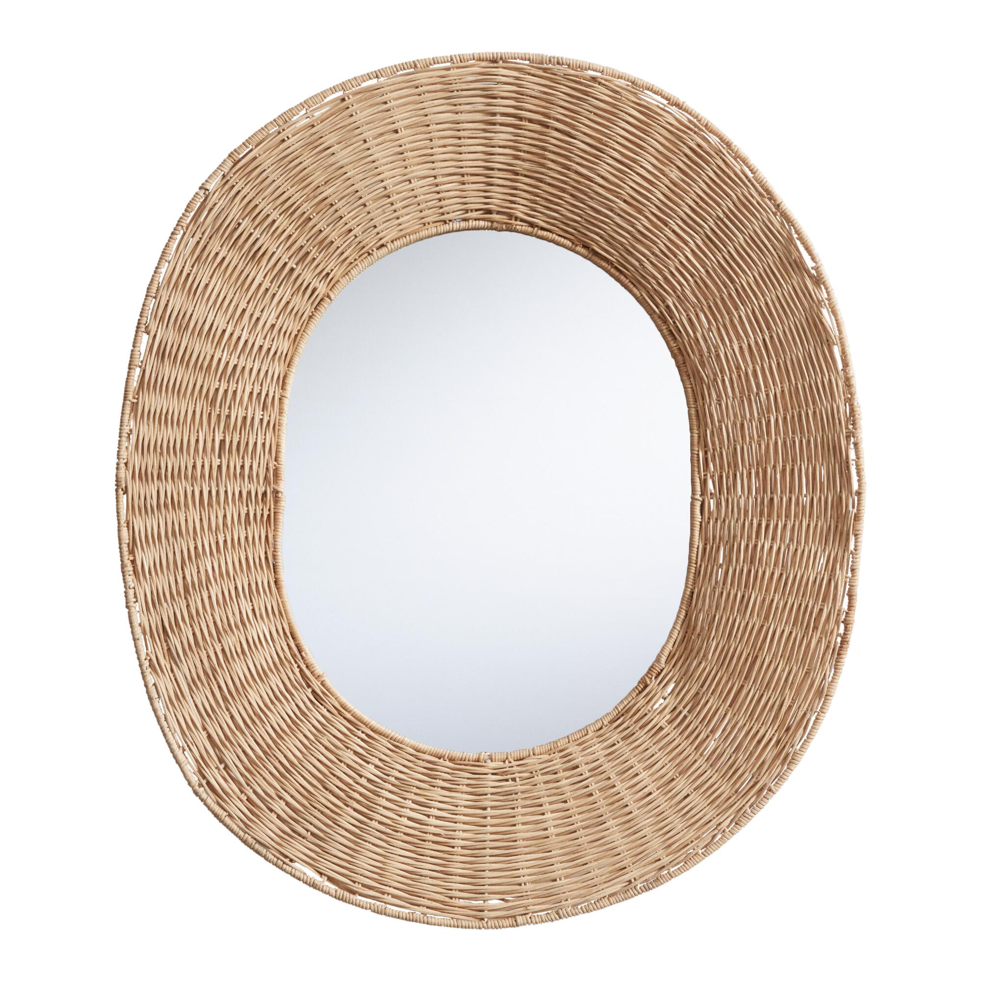 Oval Natural Rattan Woven Mirror by World Market