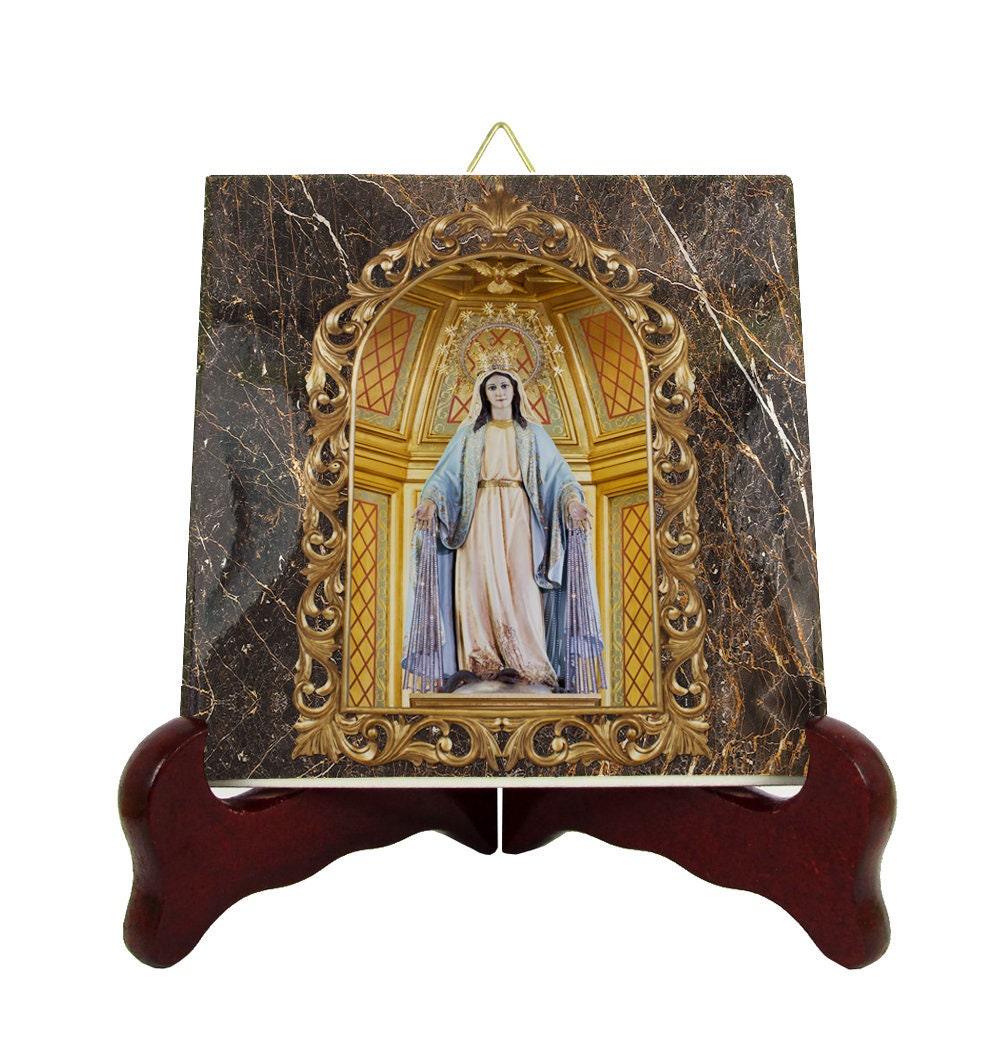 Virgin Mary Icons - Our Lady Of Miracles Madrid Religious Icon On Tile La Milagrosa Catholic Gifts Art Sacred