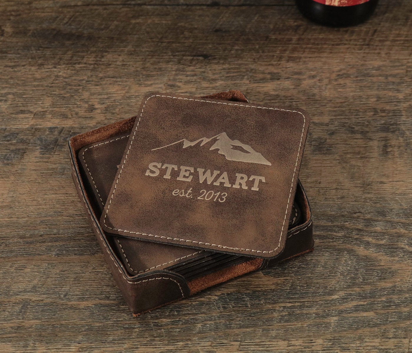 Personalized Mountain Coaster Set, Custom Coasters, Decor, Engraved Wedding Gift, Rustic Home Decor