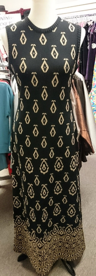 Vintage 1960's Tricot Partout Metallic Knit Maxi Dress