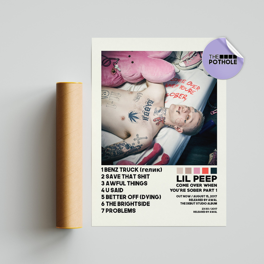 Lil Peep Posters/Come Over When You're Sober Poster Album Cover Print Wall Art, Custom Poster, Home Decor