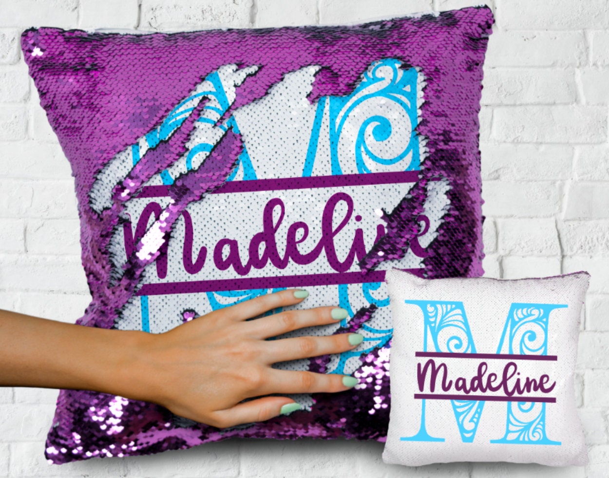 Personalized Monogram Sequin Pillow Case, Pillow, Custom Kids Decorative Cover