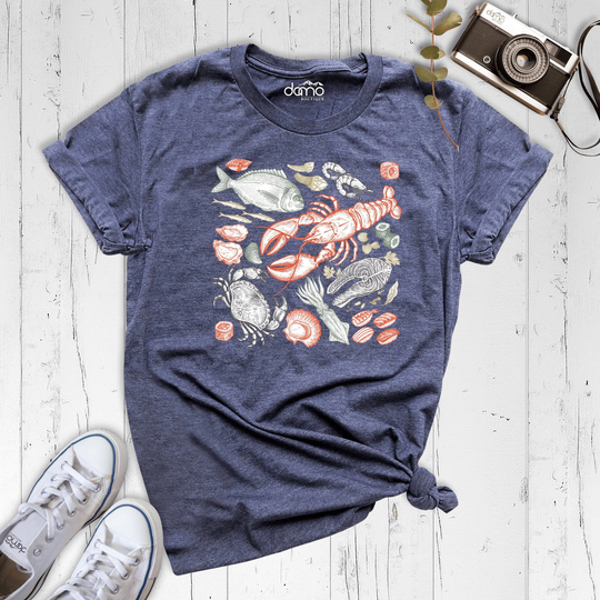 Seafood Shirt, Crawfish Lobster Fishing Lover Gift, Marina Tee, Fish On Shirt