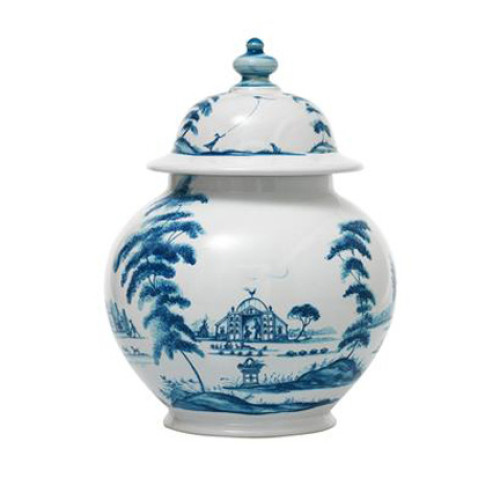 Juliska Country Estate Delft Blue 10" Lidded Ginger Jar Garden Follies 7"L, 7"W, 10"H 2.5 Qt