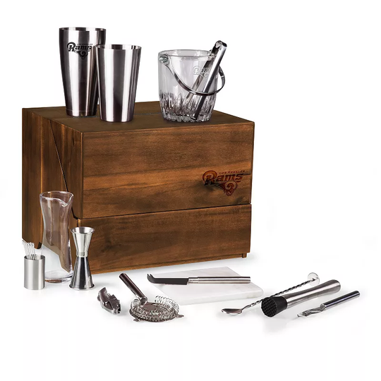 Picnic Time Los Angeles Rams Madison Acacia 19-piece Tabletop Bar, Brown