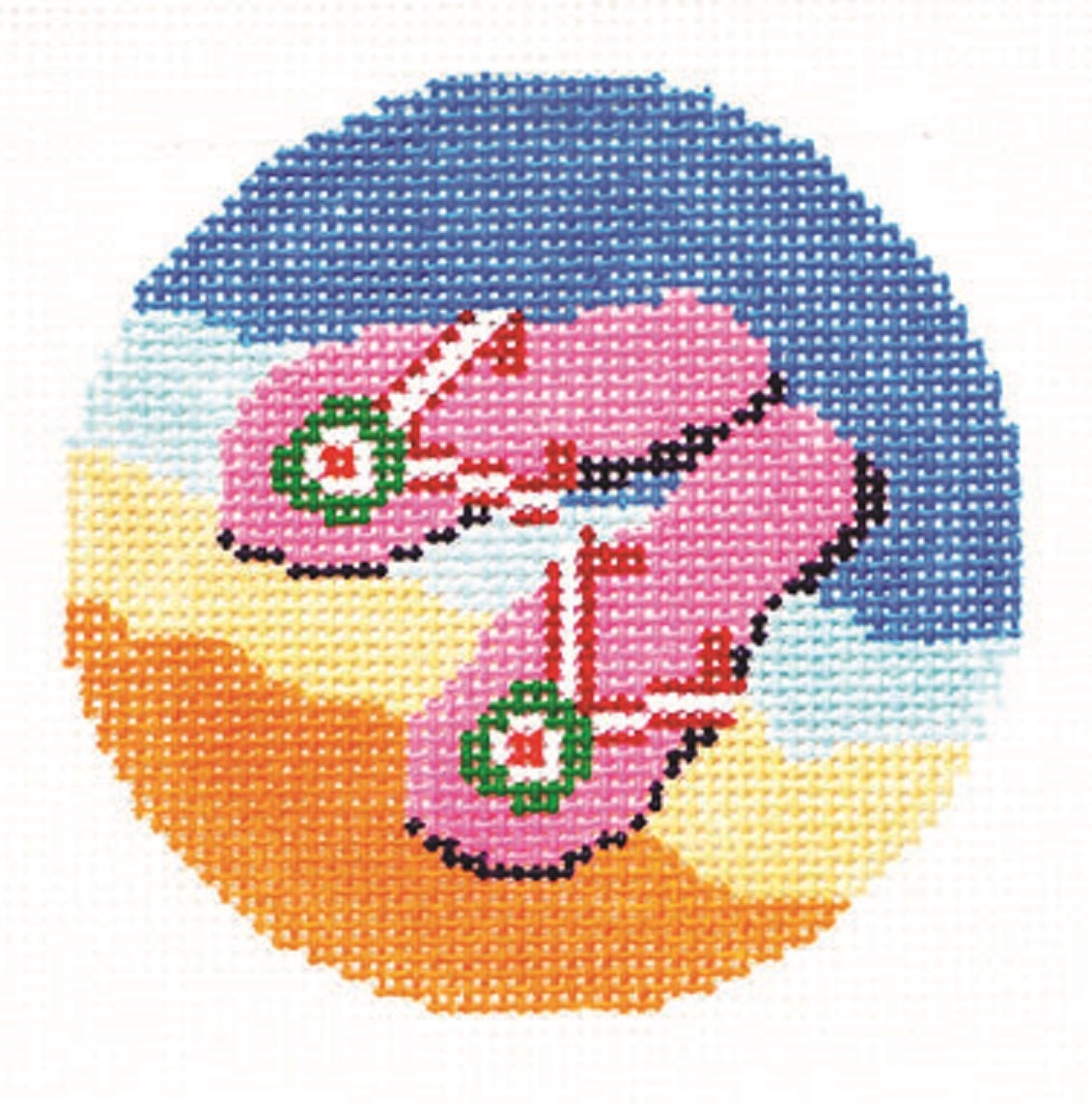 Needlepoint Handpainted Lee Sandals Bj Canvas 3 -Free Us Shipping