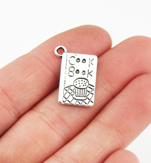 7 Cook Book Charms Antique Silver Tone-2115