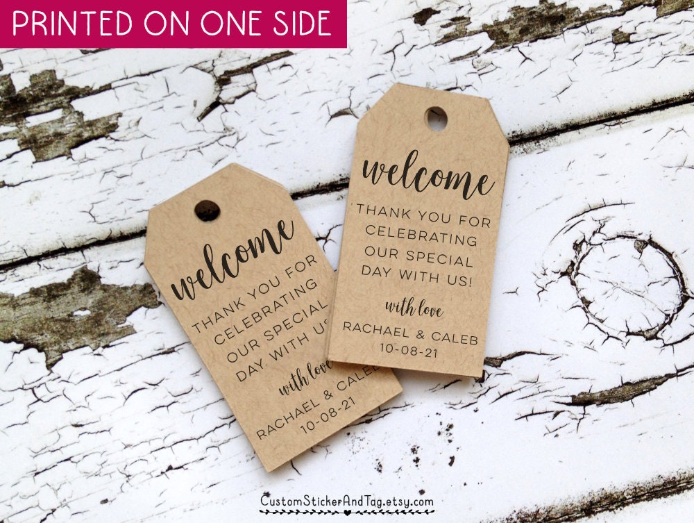 Welcome Thank You For Celebrating Our Special Day With Us Tags, Personalized Favor Wedding Hotel Bag Tags | T-139