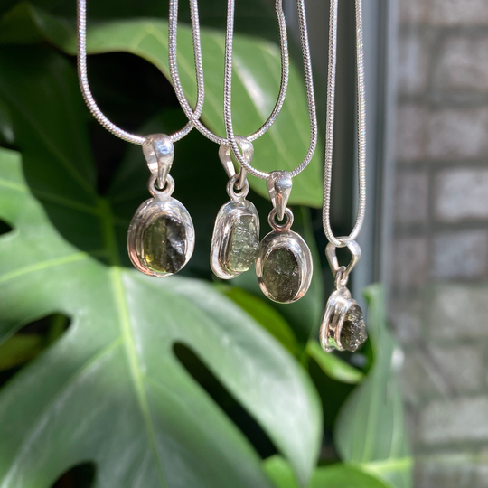 Moldavite Necklace, Moldavite, Silver, Tektite, Real Moldavite Jewelry