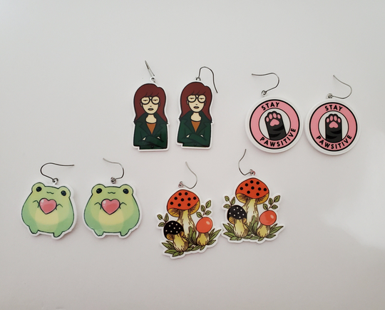Cute Cottagecore High School Girl Character Earrings Hypoallergenic Clip-On Option