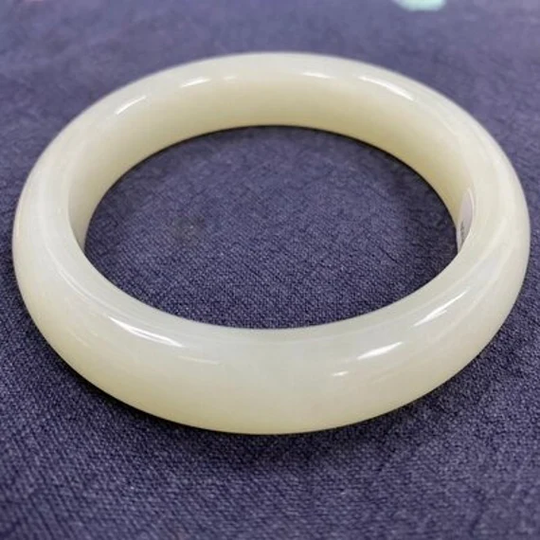 Zheru Jewelry Natural White Hetian Jade 54mm-64mm Bracelet, Elegant Princess Jewelry, Best Gift For Mother To Girlfriend