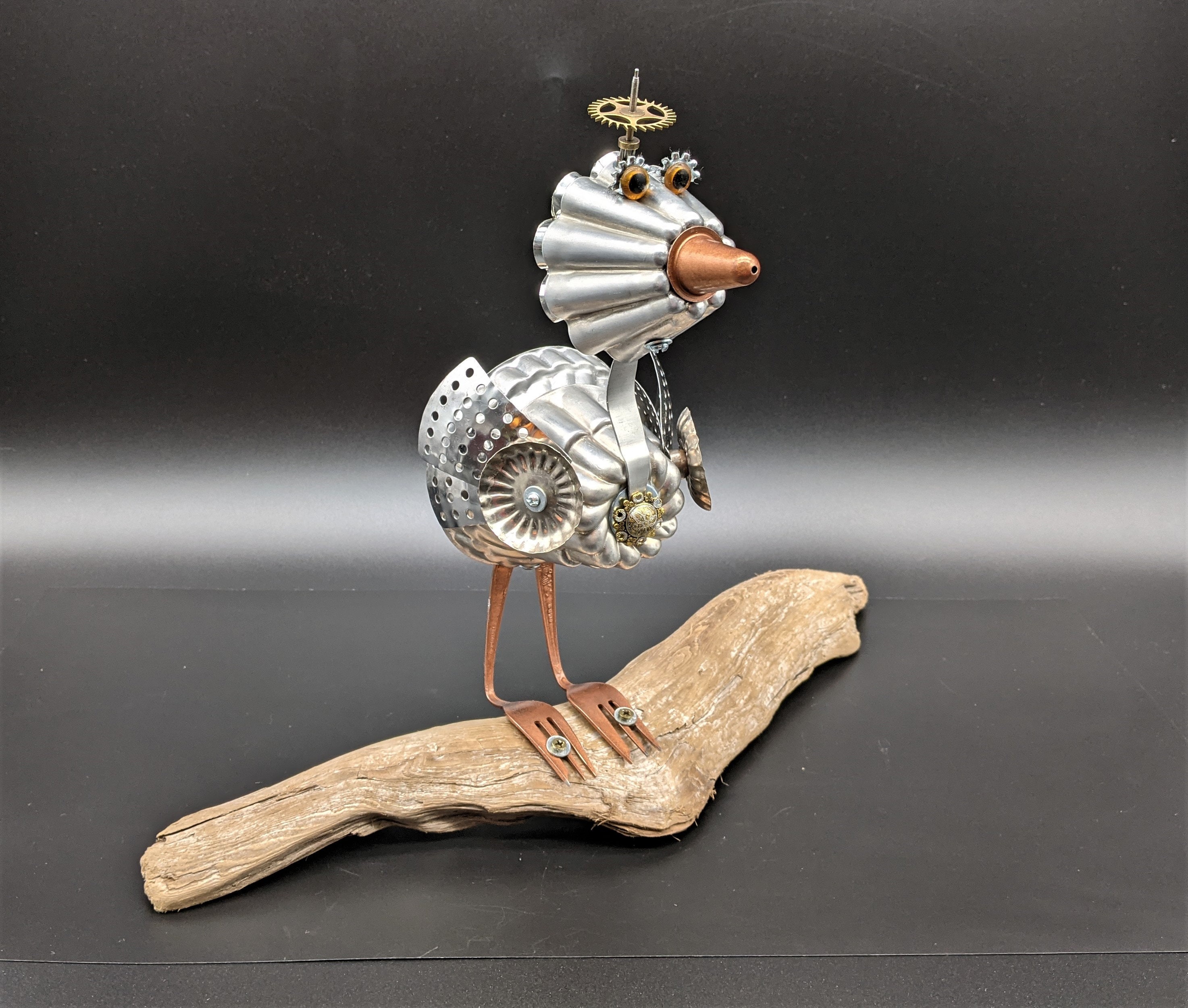 Found Object Bird - Ostrich Rhea Emu Assemblage Art Robot Repurposed Recycled Upcycled Sculpture Bird Lover Gift