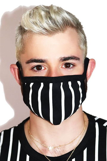 Volcanic Ash Stripe Face Mask-Black