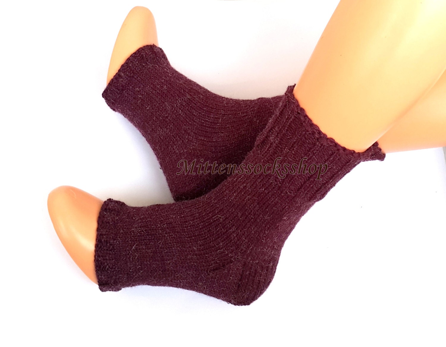 Cherry Red Hand Kitted Yoga Socks With Heel Flip Flop Knitted Summer Dance Pilates Pedicure Feet Warmers
