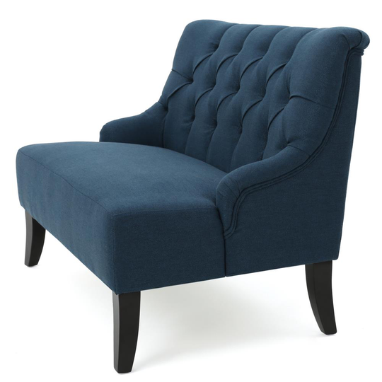 Best Selling Home Decor Nicole Midcentury Dark Blue and Dark Brown Polyester/Blend Settee | 299949
