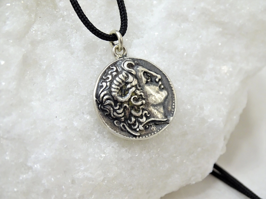 Alexander The Great Silver Coin Pendant Necklace, Ancient Greek Jewelry, Goddess Athena Coin, Kingdom Of Thrace Lysimachos King Unisex