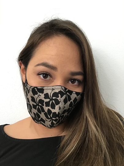 Black Hibiscus Hawaiian Print Face Mask | Triple Lined One Size Fits All