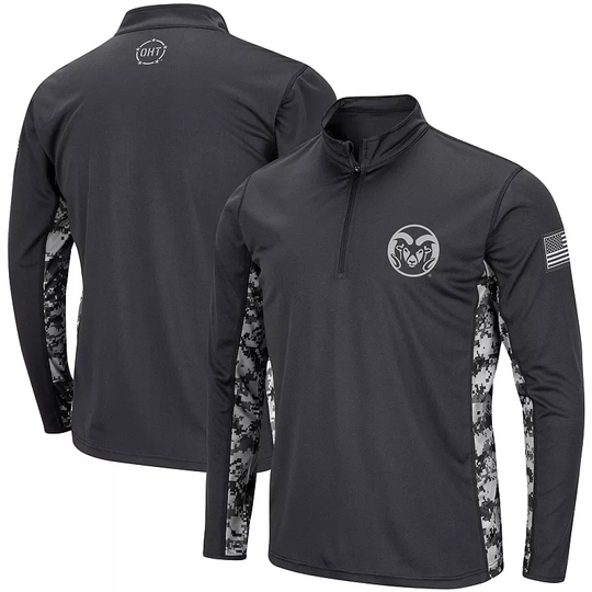 Men's Colosseum Charcoal Colorado State Rams OHT Military Appreciation Digi Camo Quarter-Zip Jacket, Size: Medium, CST CHARCO