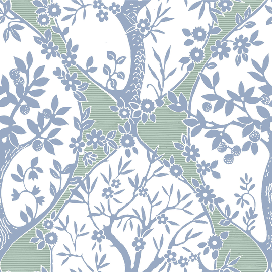 Blue Tree Vine Ogee Peel And Stick Wallpaper: Multi by World Market