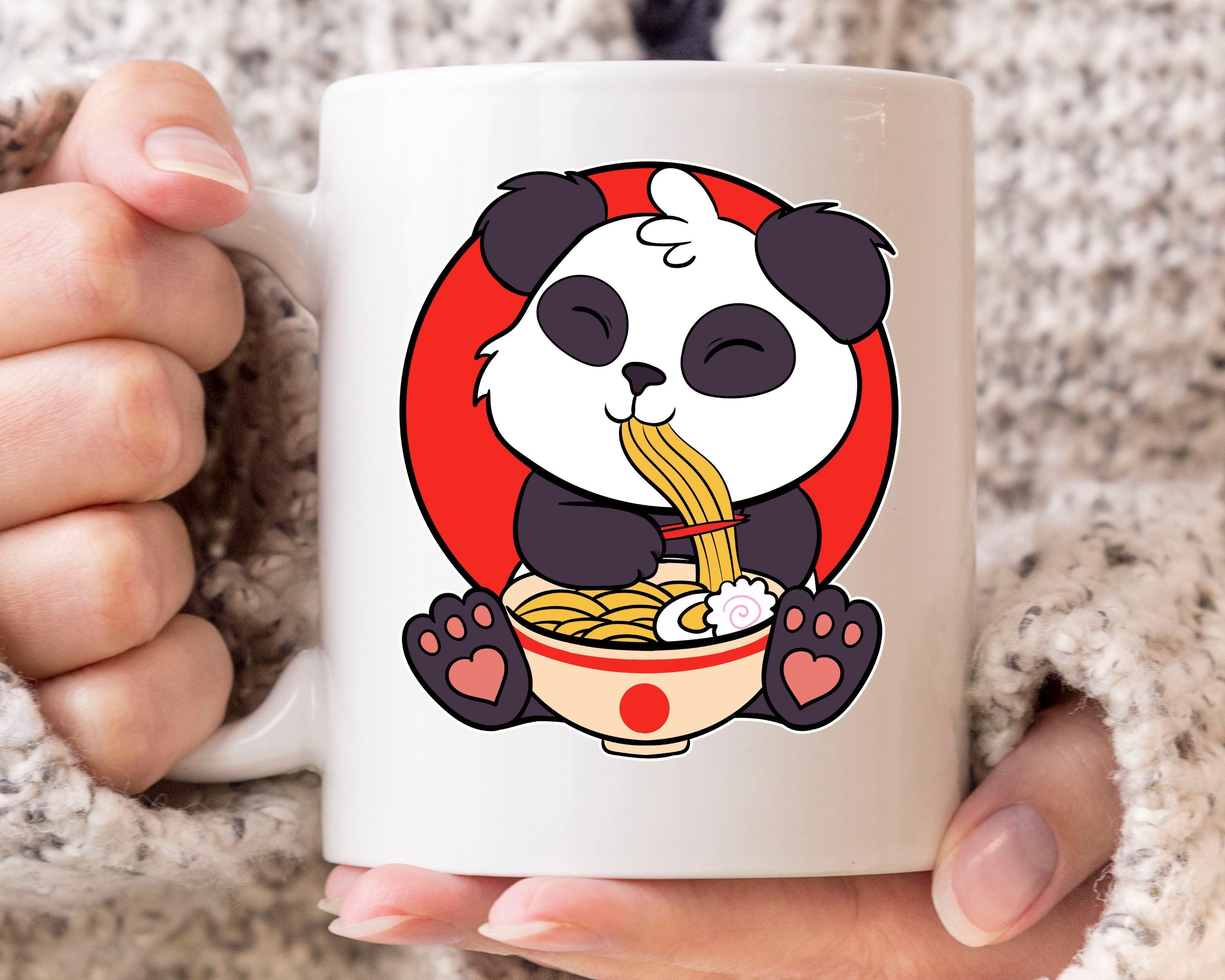 Ramen Panda Mug, Funny Chopstick Noodles Coffee Cup For Lovers , Cute Japanese Noodle Gift Idea Men & Women