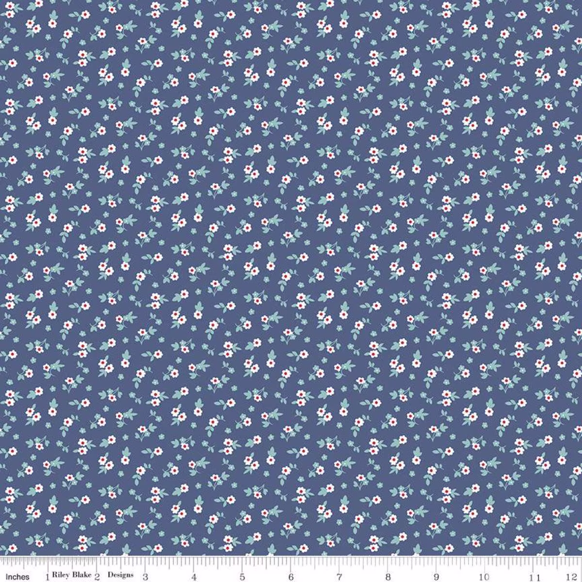 Lori Holt Cook Book Blossom Denim Fabric From Riley Blake