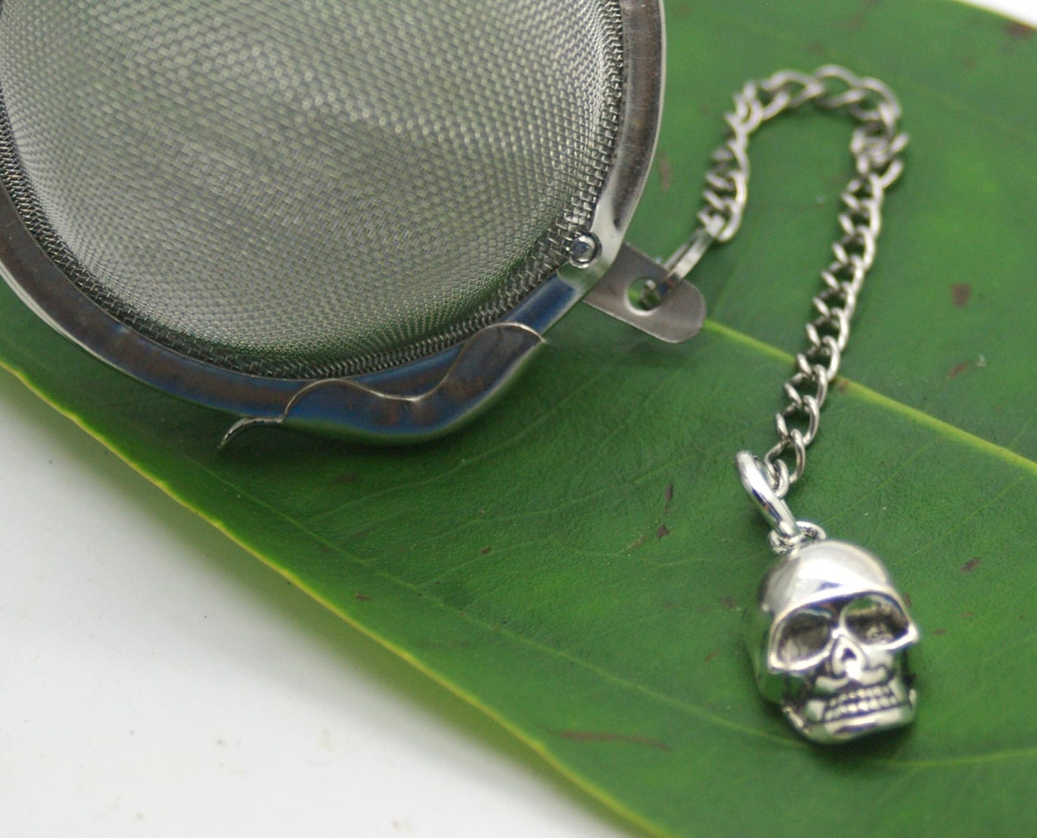 Tea Ball Infuser, Skull Charm - Steampunk, Skull, Halloween, Biker, Ball, Loose