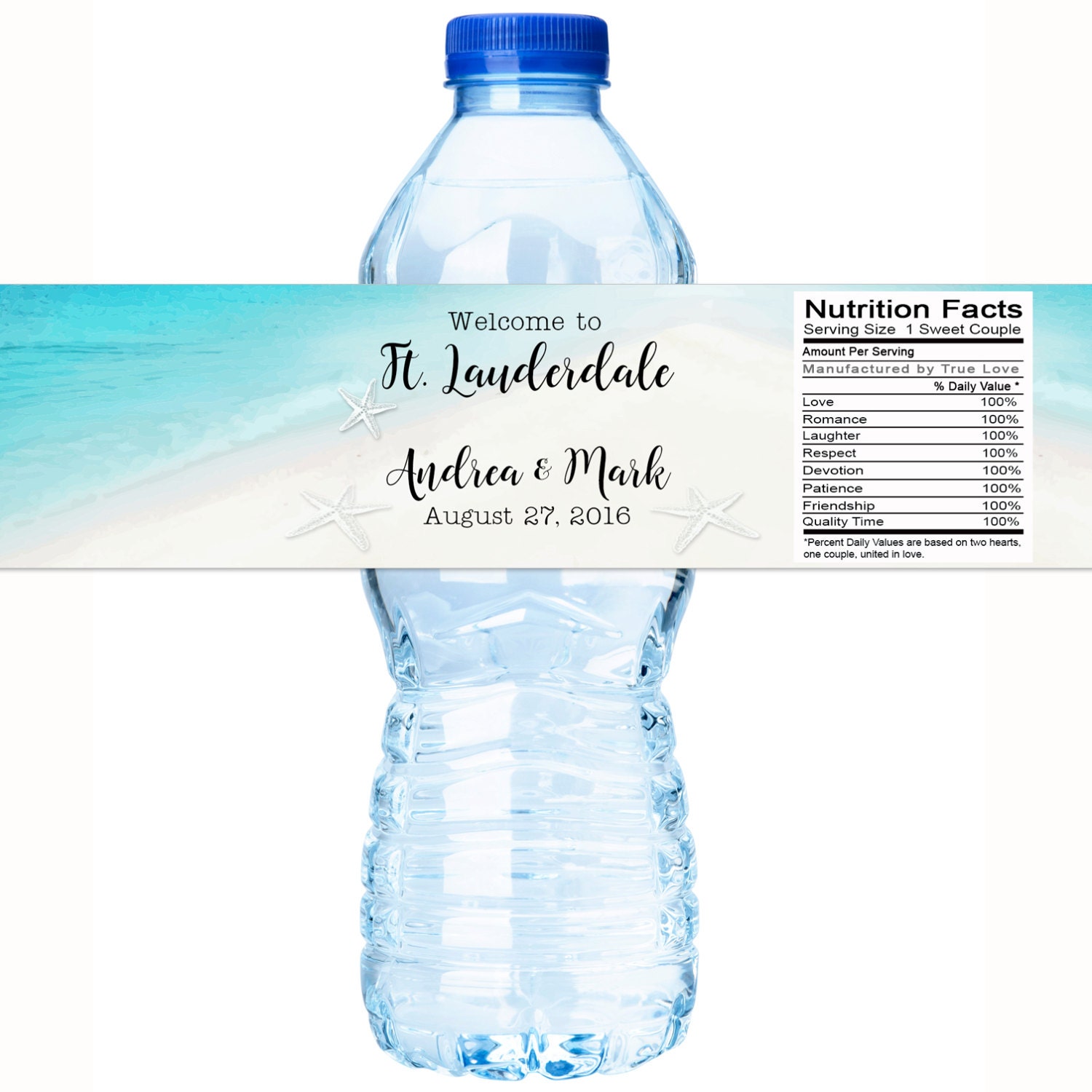 30 Beach Wedding - Water Bottle Labels Waterproof Custom