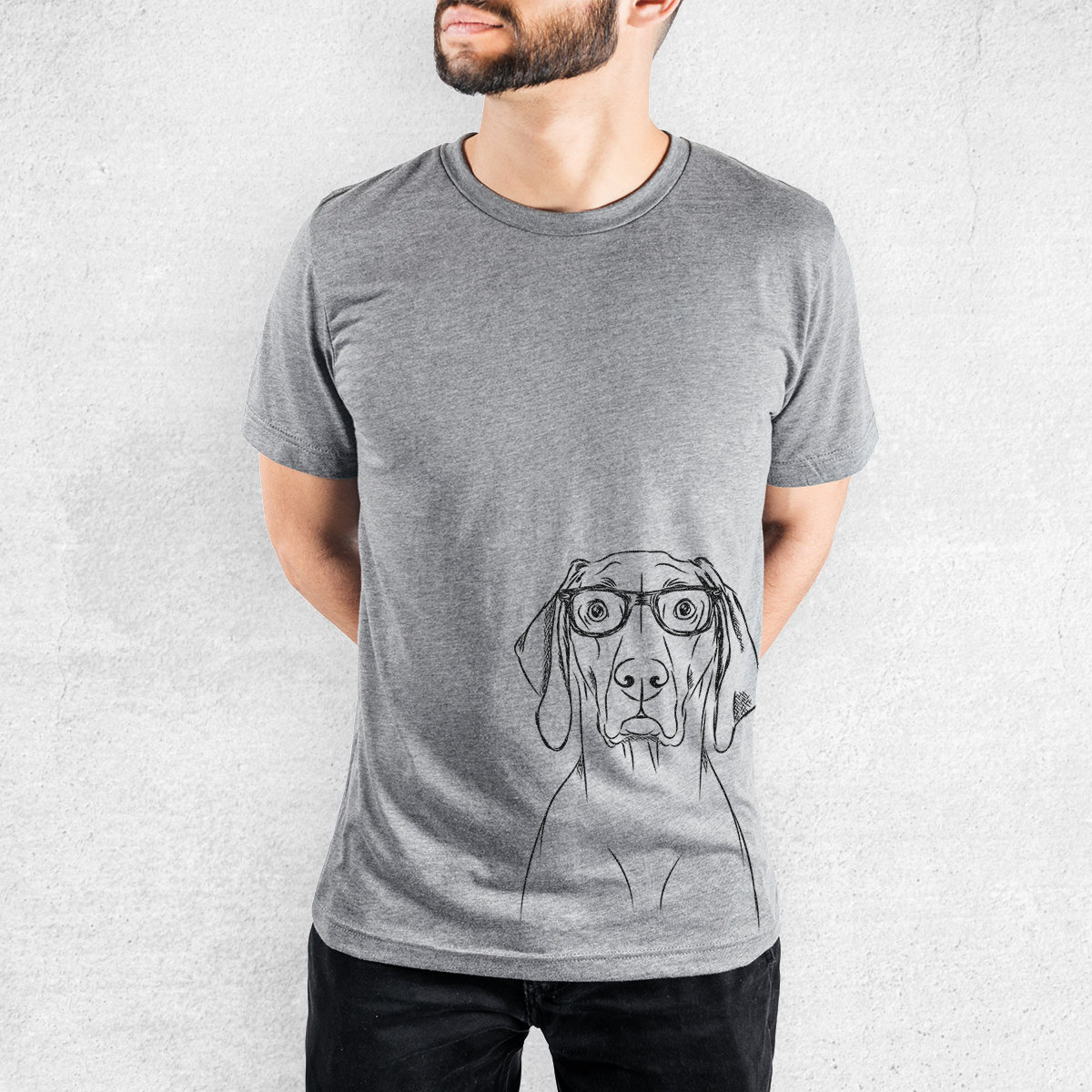 Flint The Nerd Weimaraner - Tri-Blend Unisex Crew Grey Dog Lover Gift