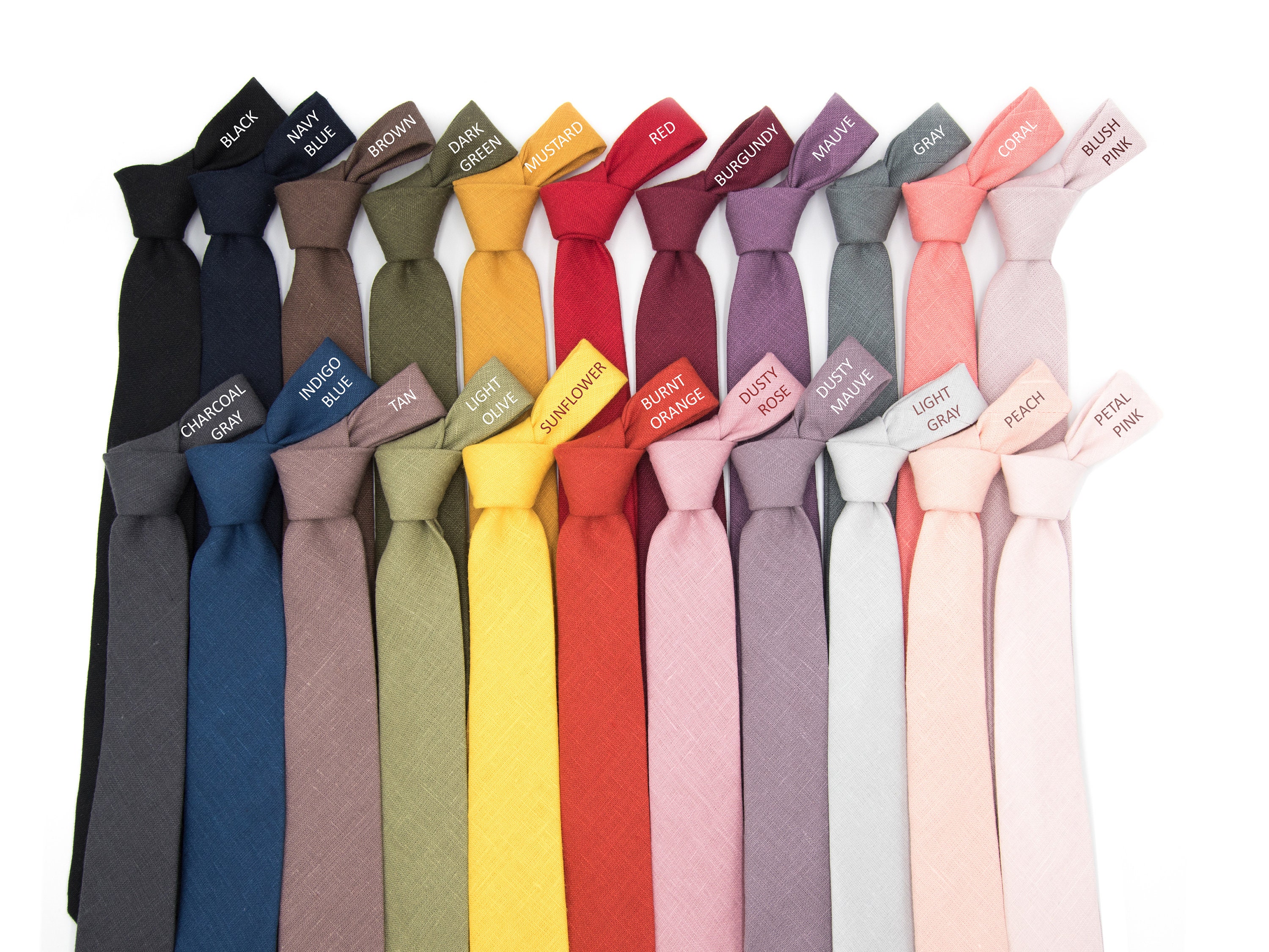 Neck Tie Mustard Blush Coral Brown Wine Navy Blue Burnt Orange Mauve Gray Champagne