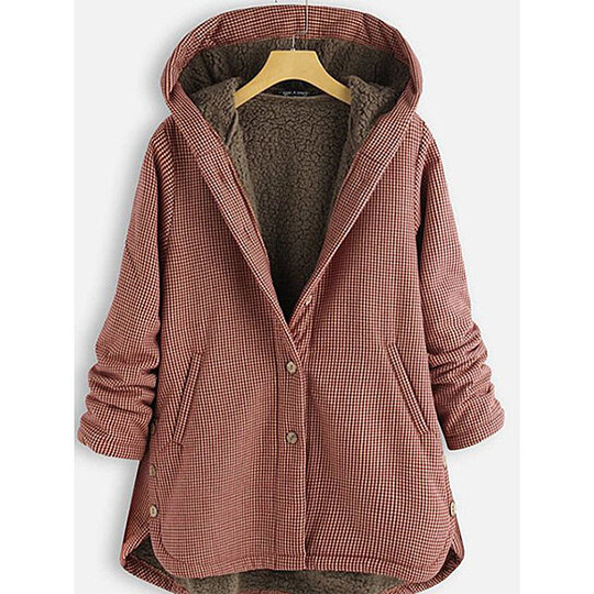 Buttoned Hoodie Casual Cotton-Blend Outerwear - Red, M