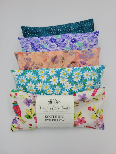 Sinus Eye Pillow Cotton Flaxseed Daisies Birds Print-Yoga Tools Headache Help -Aromatherapy-Removable Cover-Variety Of Scents -Teacher Gift