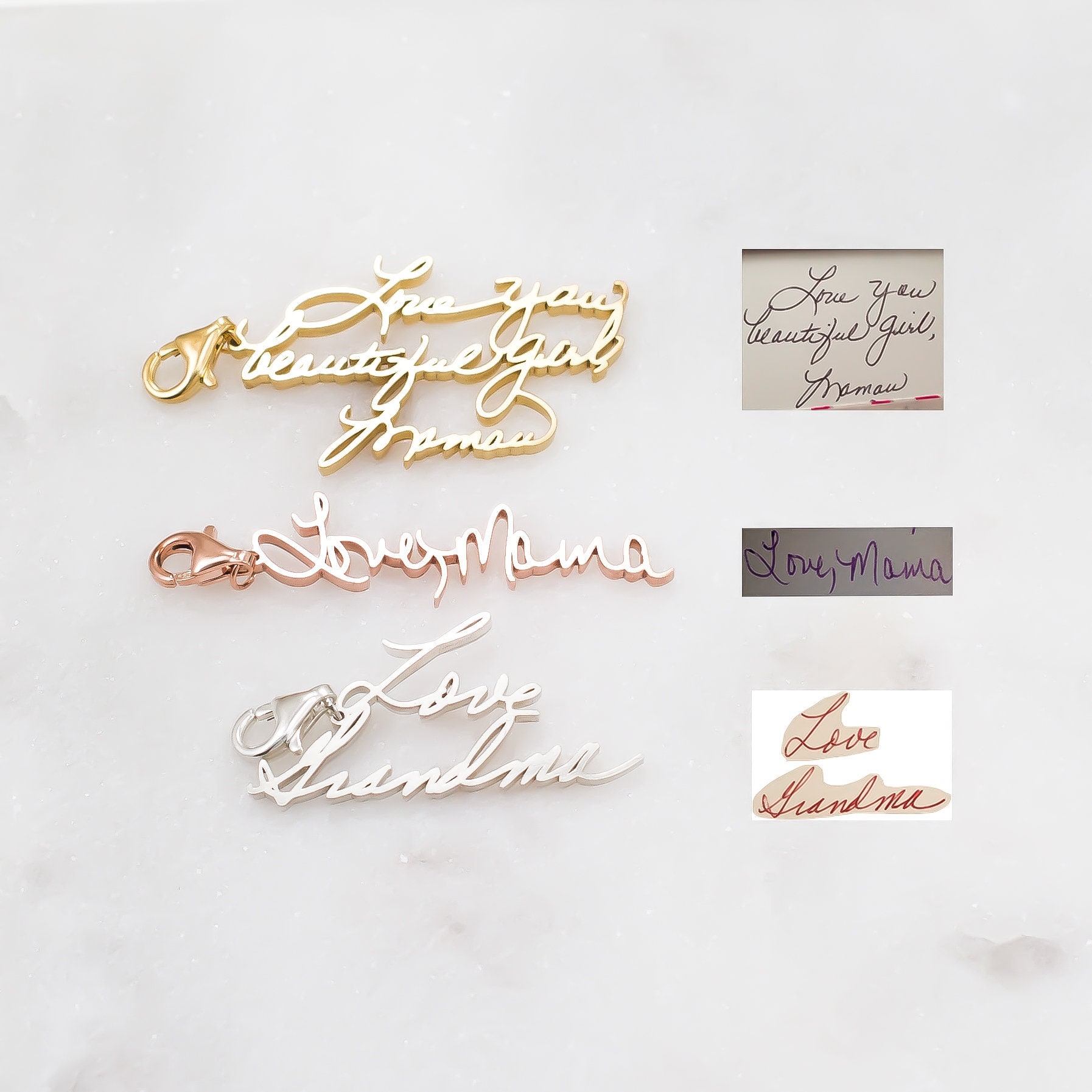 Your Handwriting Charm Memorial Wedding Bouquet Custom Planner Jewelry Accessories Ch01