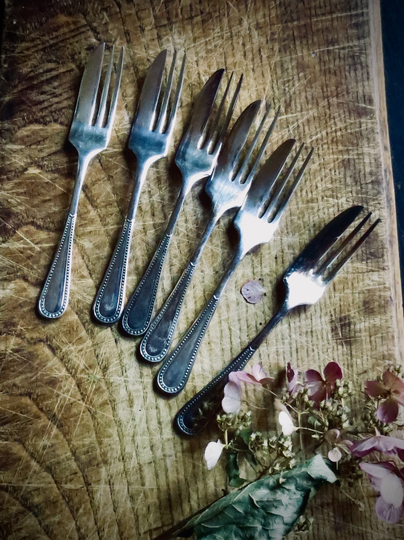 Vintage Silver Seafood Forks Set Of Six Crab Oyster Silverplate Silverware