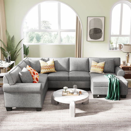 Clihome Sectional sofa Modern Gray Polyester/Blend Sectional | GTCH-2AEAB002