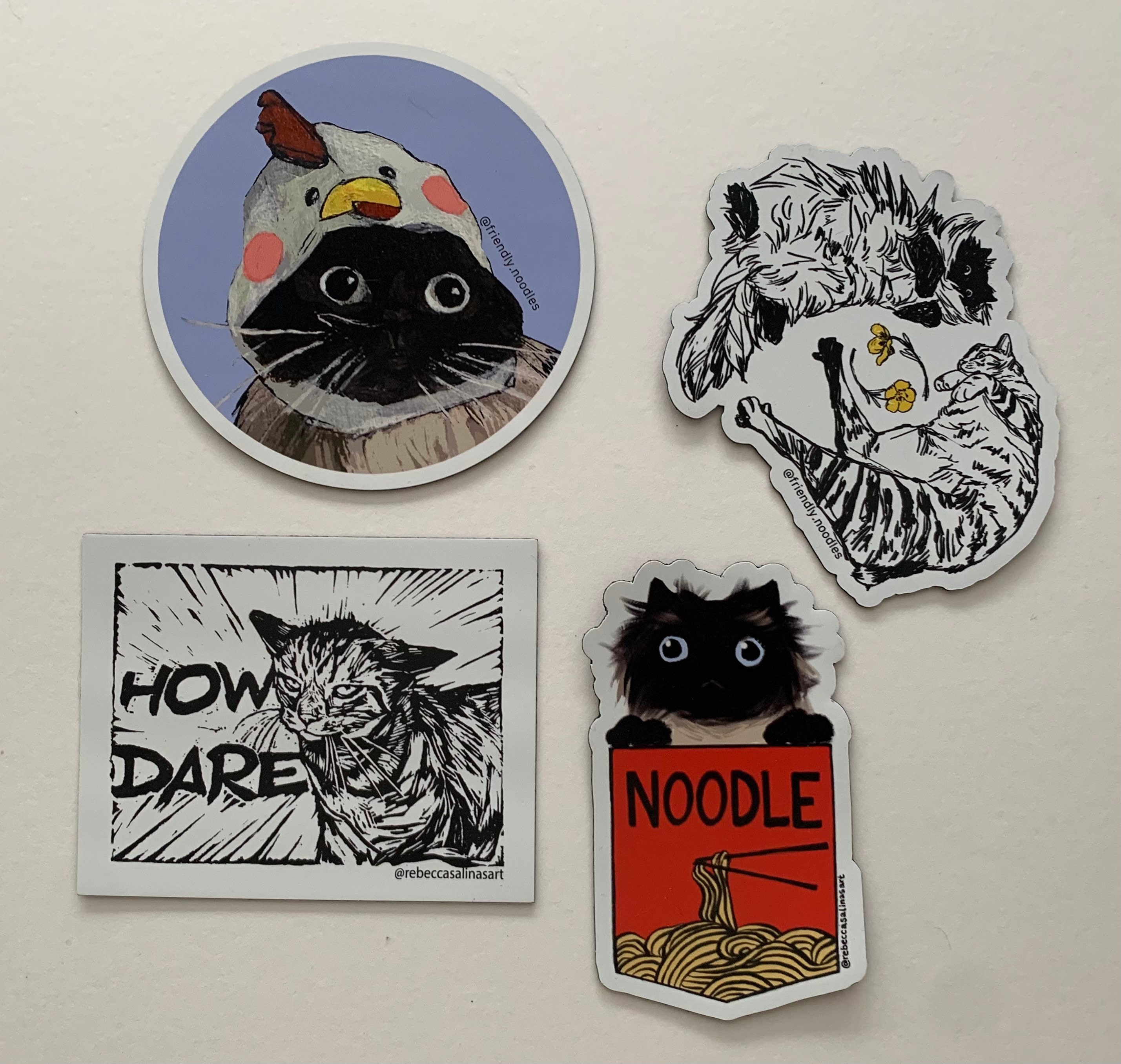 Magnet 4-Pack/6-Pack, Chicken Noodle, Friendly Noodles, Ramen Cup, Hat, Rebecca Salinas Art, How Dare, Fridge Magnets