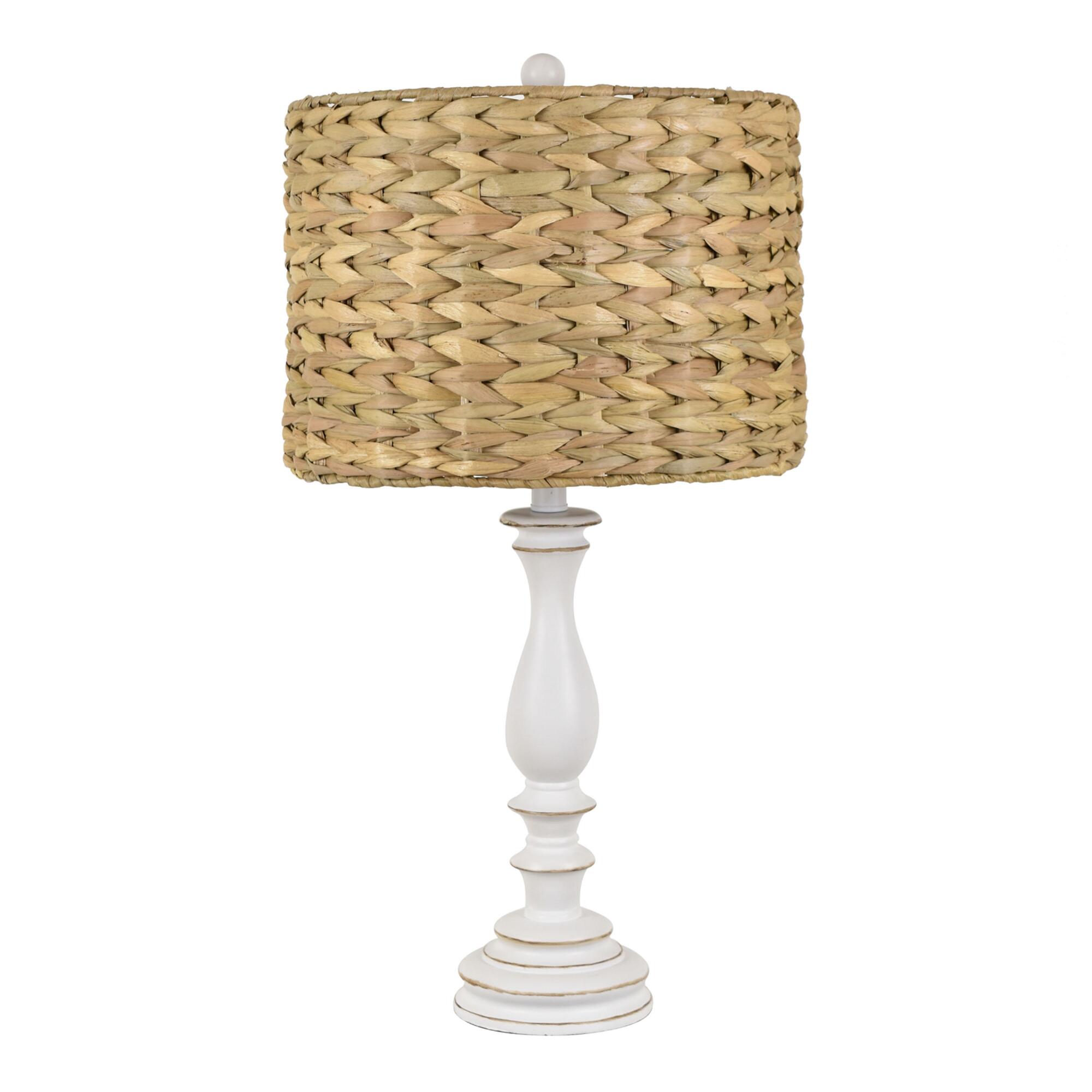 Raffia Shade Candlestick Castile Table Lamp: Gray by World Market