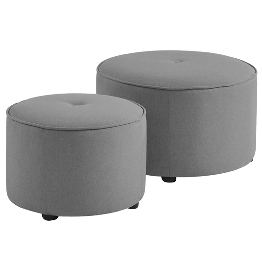 Worldwide Homefurnishings Modern Light Grey Polyester/Polyester Blend Round Ottoman in Gray | 402-139BEG