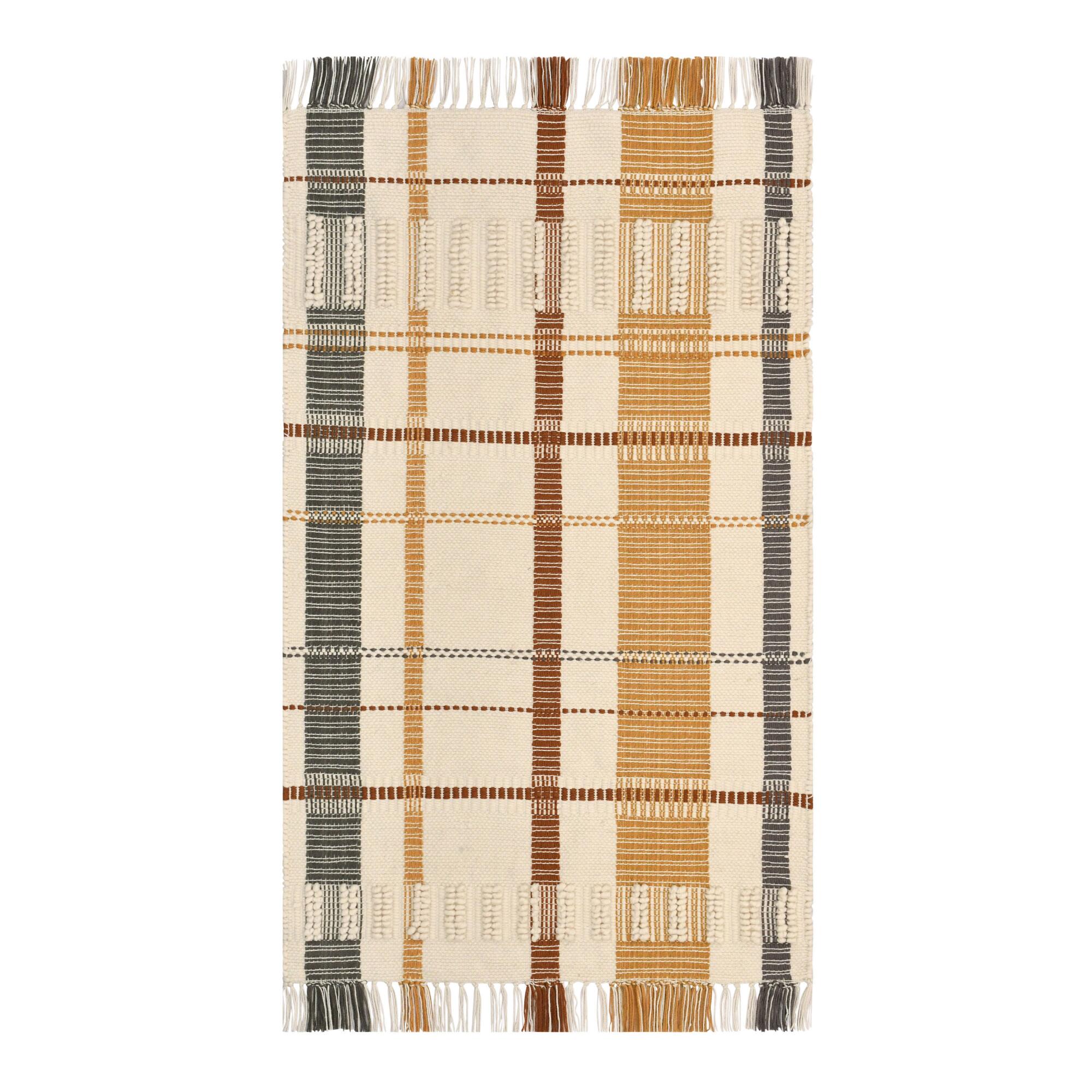 Gold Plaid Recycled Area Rug: Multi - Polypropylene - 3' x 5' by World Market
