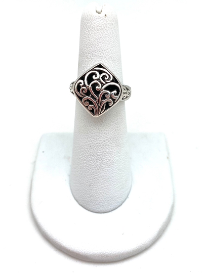 sterling Silver Square Bali Ring