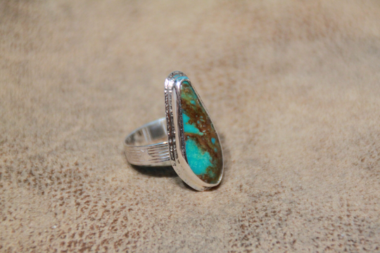 American Turquoise Ring, Sterling Silver & Handmade One Of A Kind Artisan Ring