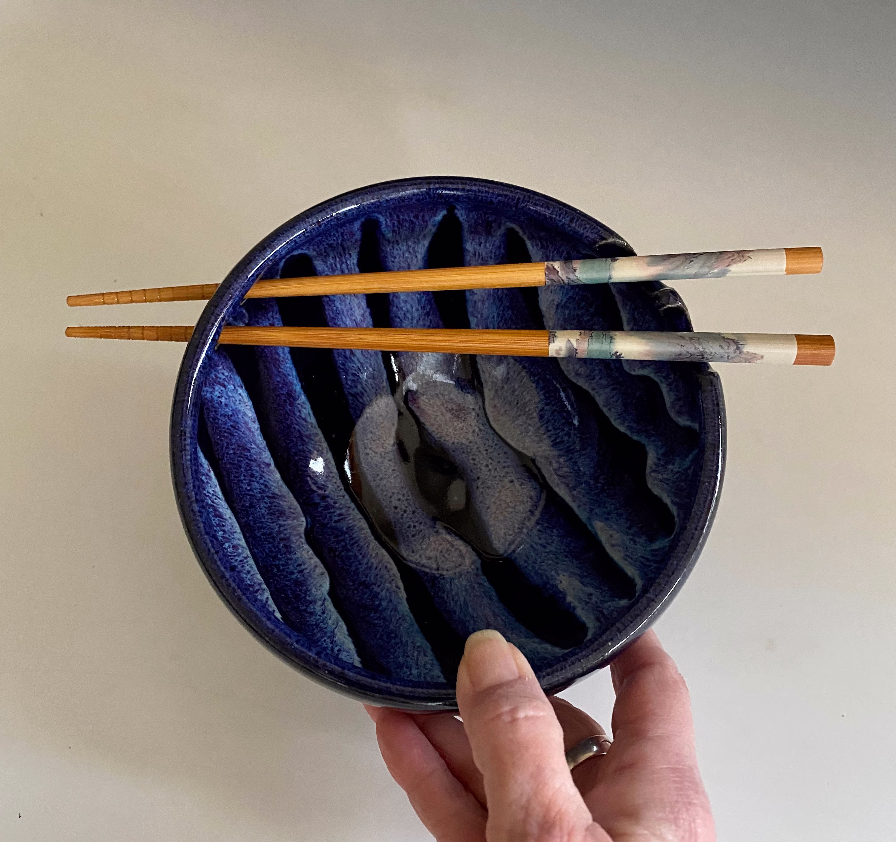 Pottery Ramen Bowl; Handmade Rice Bowl With Chopsticks