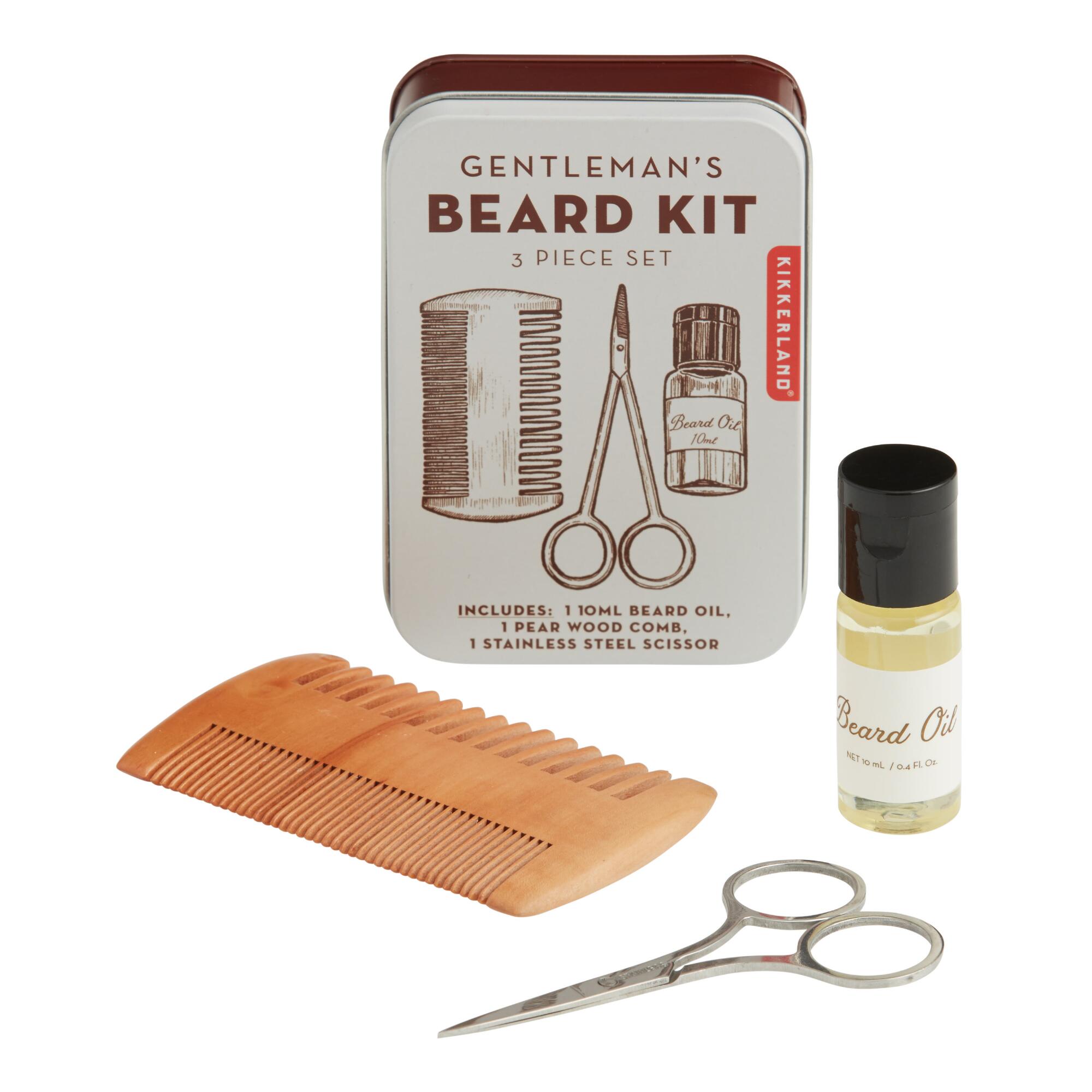 Kikkerland Gentleman's Beard Kit 3 Piece: Red/White - Paper by World Market