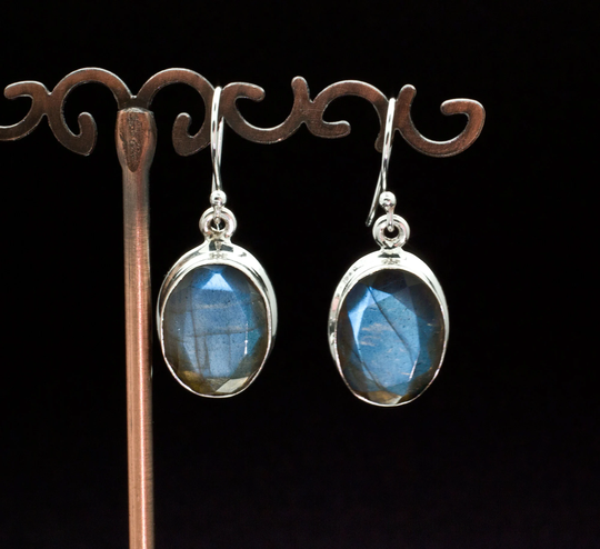 sterling Silver Faceted Labradorite Earrings