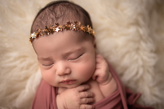 Estella Gold Star Rhinestone Newborn Headband Bow Photography