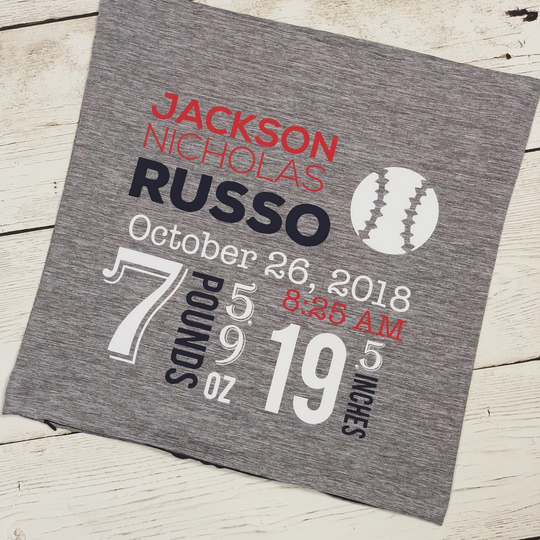 Baseball Boy Nursery Decor | Birth Announcement Personalized Pillow Baby Stats Kids Pillow Baseball Nursery
